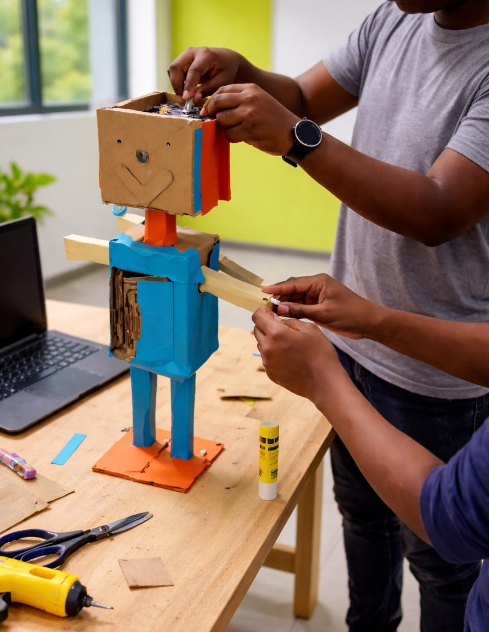 Students building a STEM project